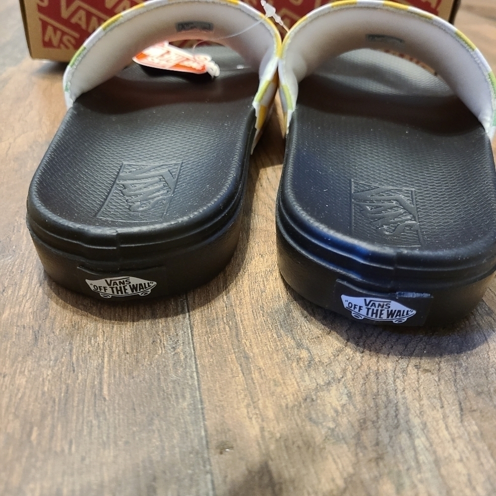 NEW Vans Range Slide On Slides Sandals Womens Rainbow Check Shoes - Picture 3 of 6